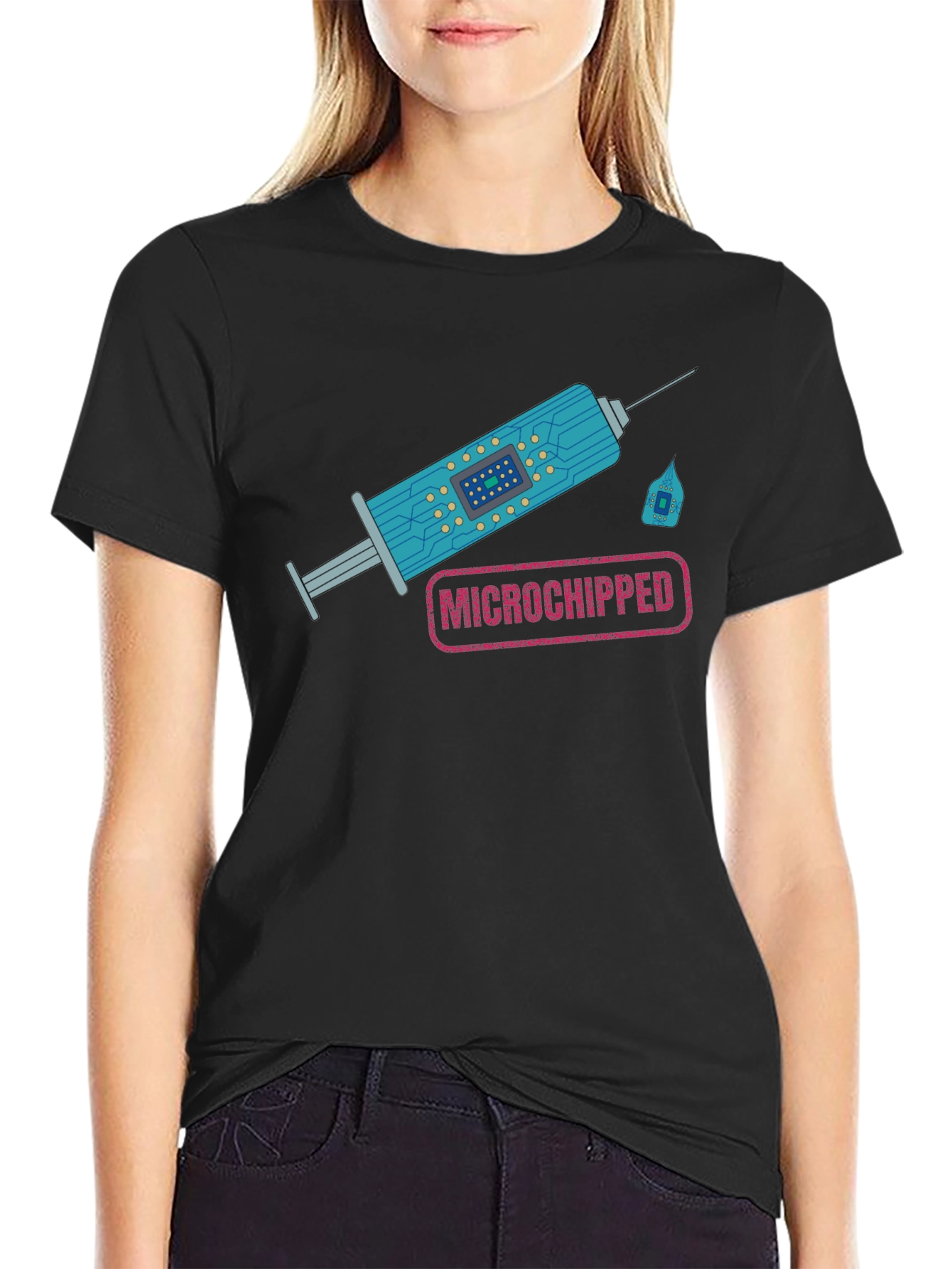 Black Microchipped Syringe Graphic Tee - Black T-Shirt view 2