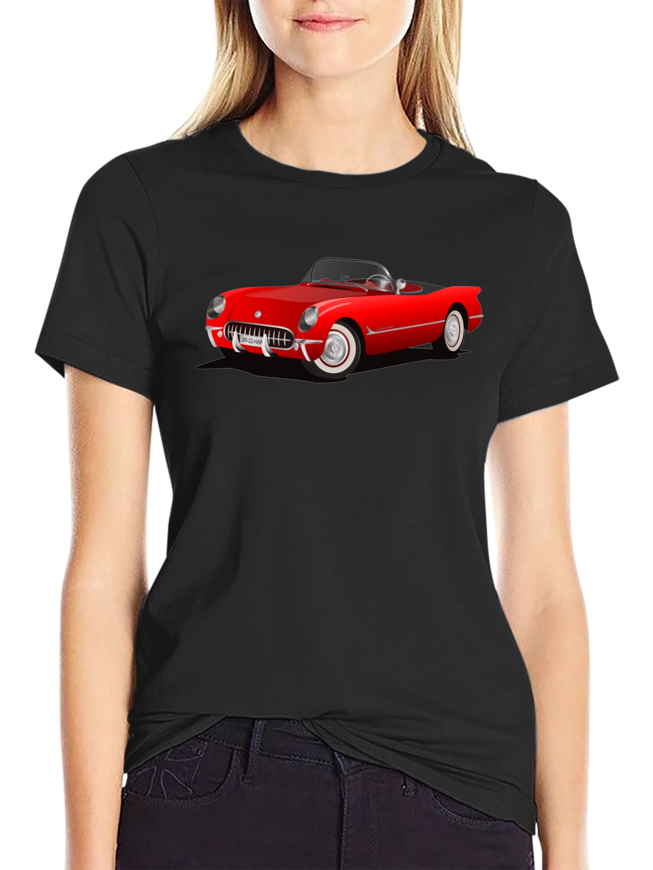 Black Red Classic Car Graphic T-Shirt view 2