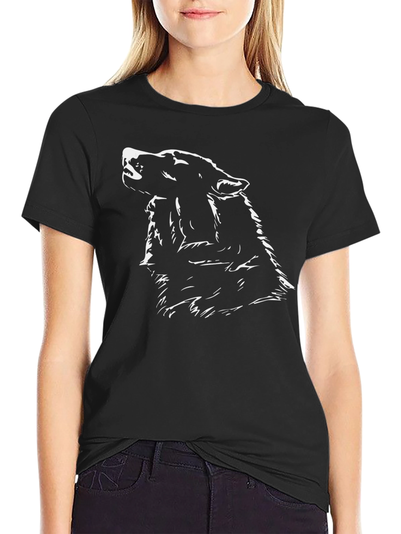Black Black Wolf Silhouette Graphic Tee view 2