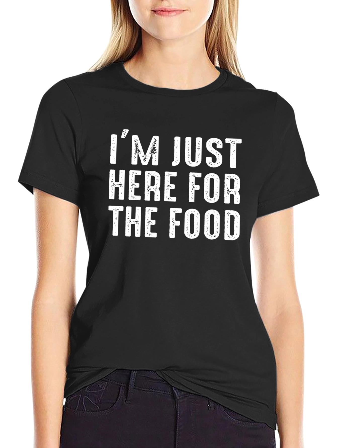 Black I'm Just Here For The Food T-Shirt - Funny Eater Tee view 2