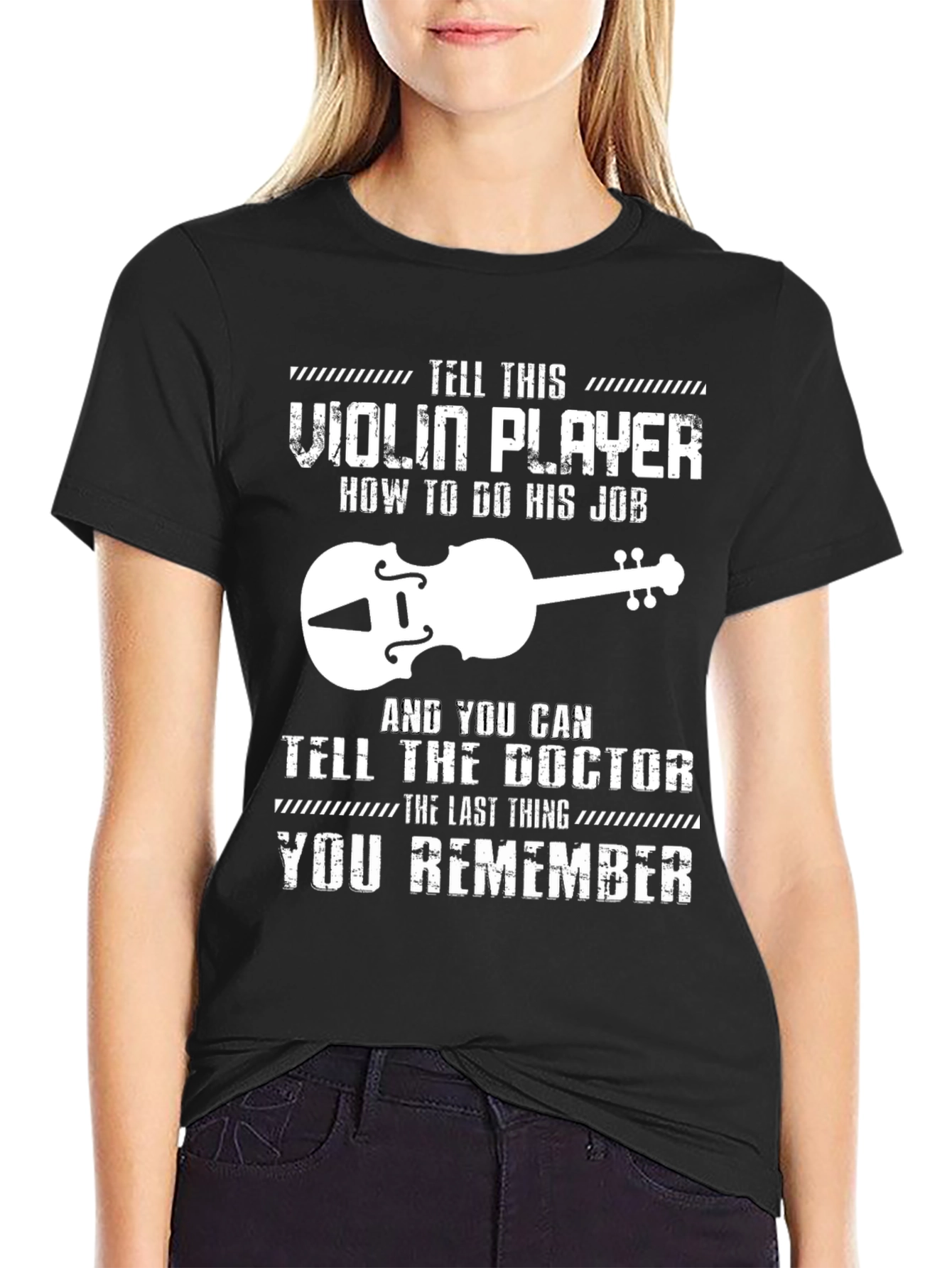 Black Violin Player Humor Graphic Tee view 2