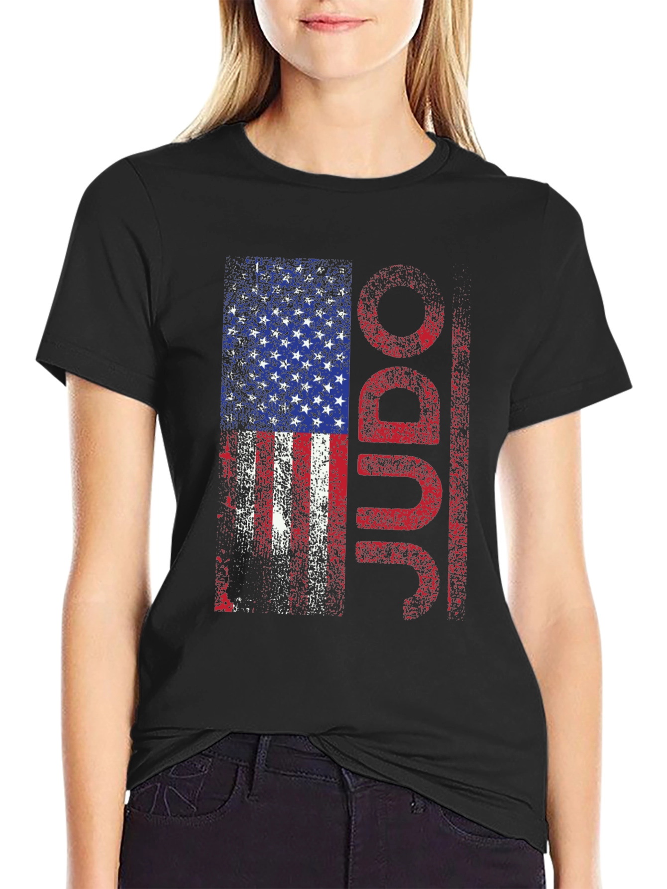 Black American Flag Judo T-Shirt view 2
