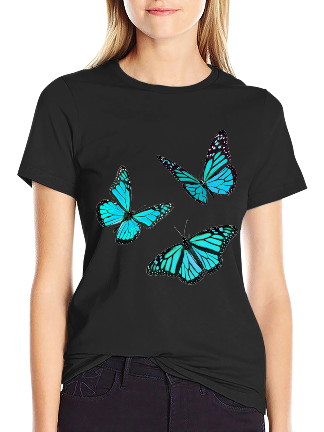 Black Butterfly Graphic Tee - Black view 2