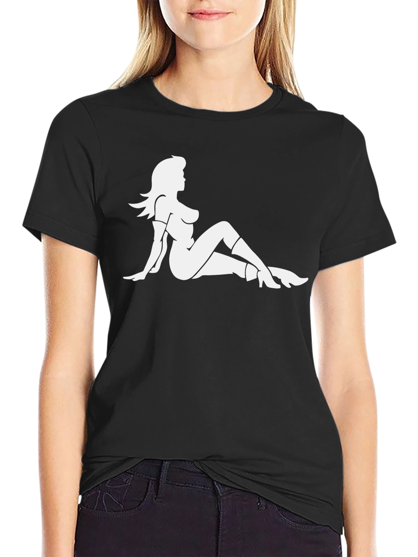 Black Silhouette Graphic Black T-Shirt view 2