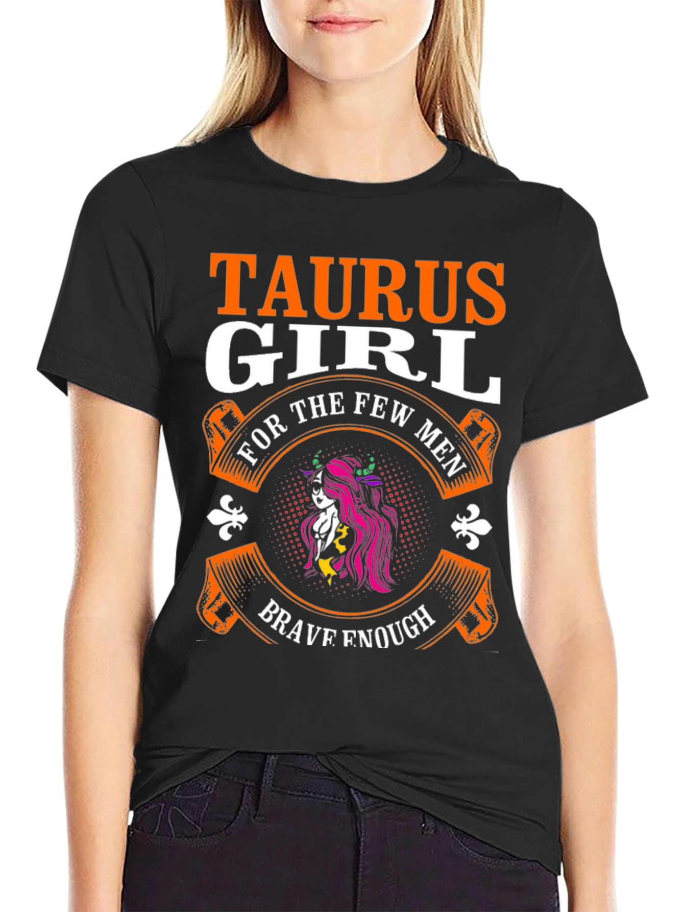 Black Taurus Girl Zodiac Graphic Tee - Brave & Bold view 2