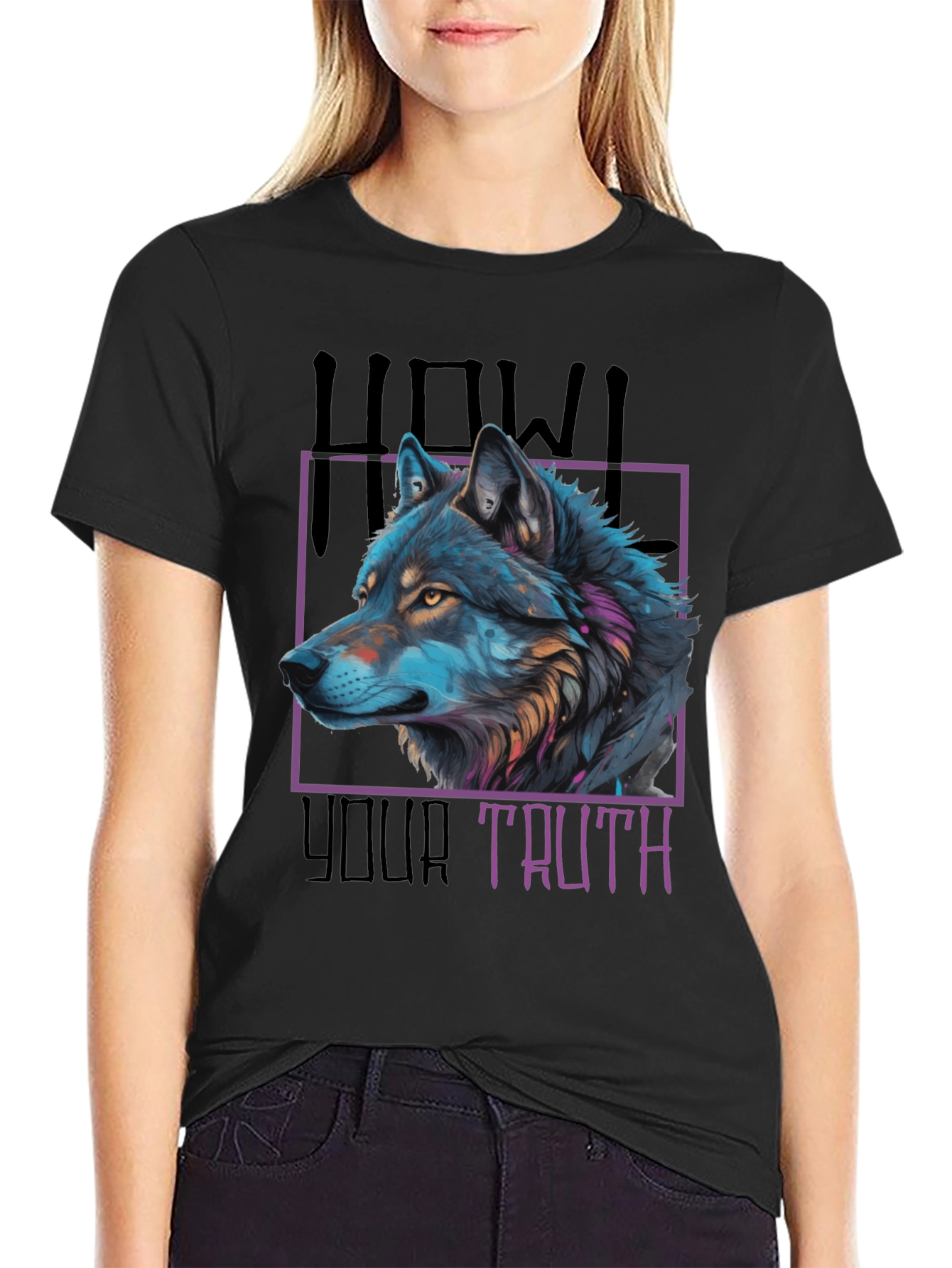 Black Howl Your Truth Wolf Graphic Tee - Black view 2