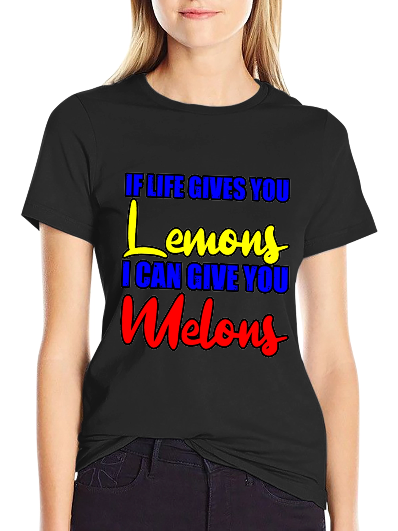 Black Life Gives You Lemons, Melons T-Shirt - Funny Graphic Tee view 2
