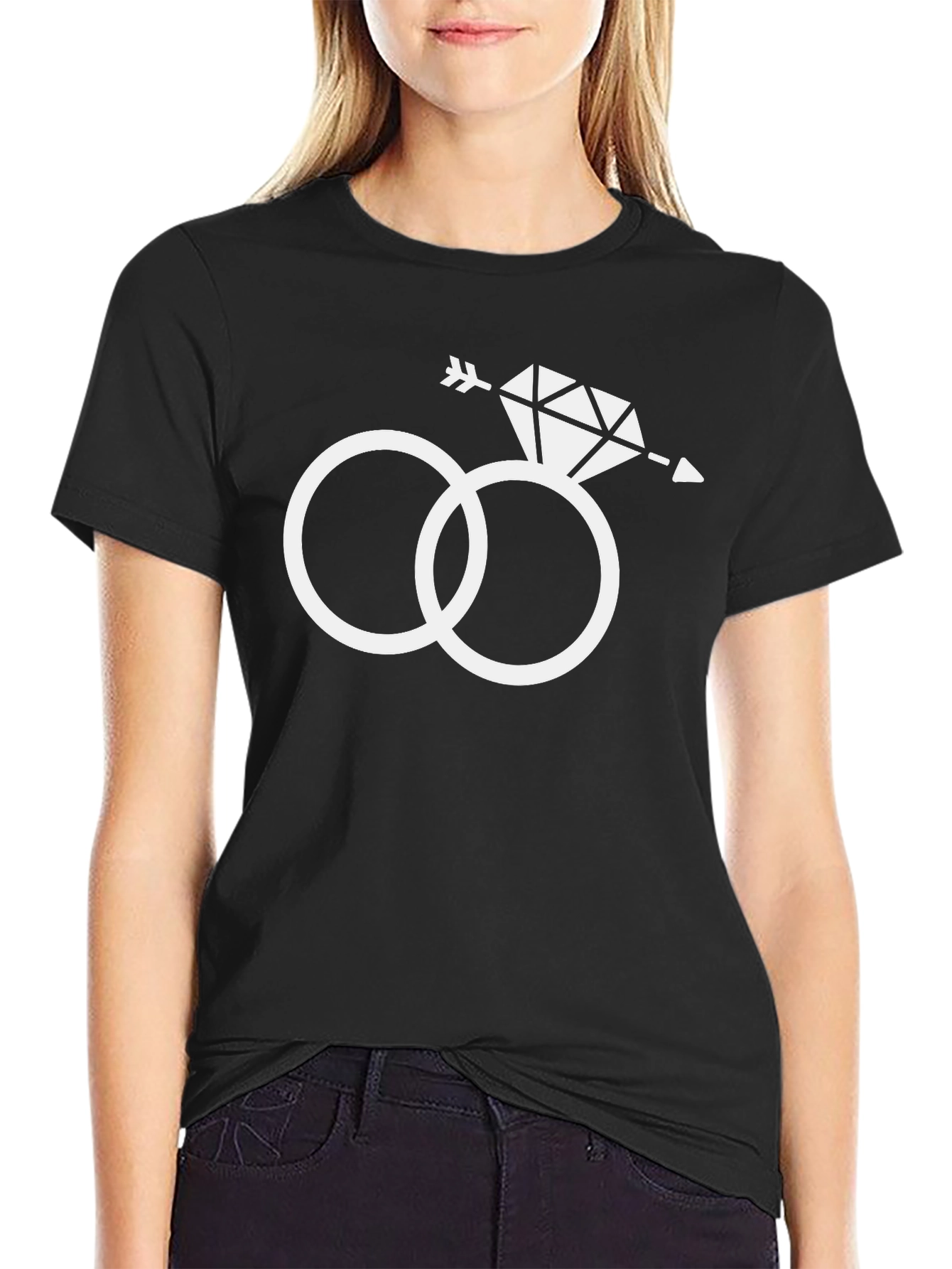 Black Arrow Through Diamond Ring Graphic T-Shirt view 2