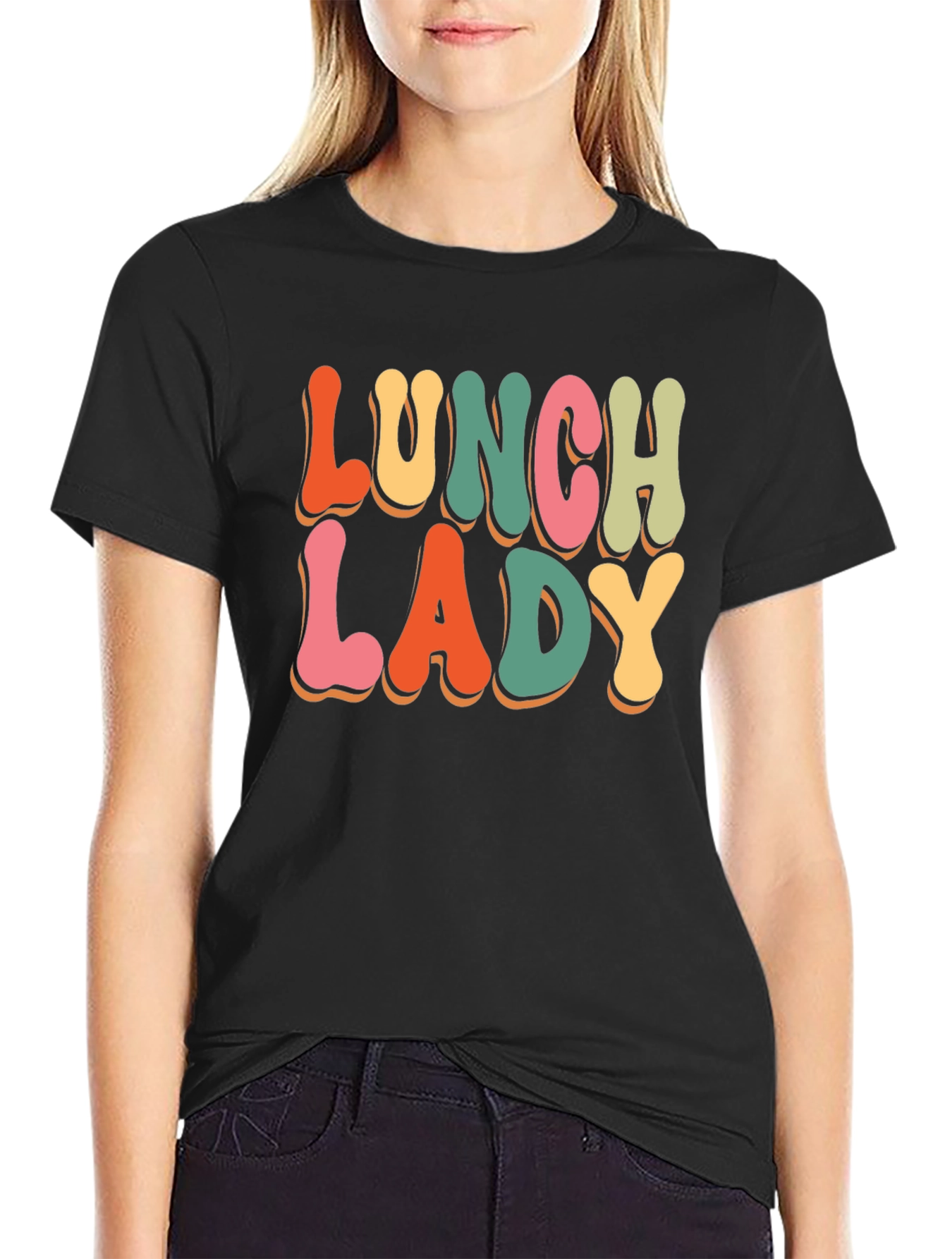 Black Lunch Lady Retro T-Shirt view 2