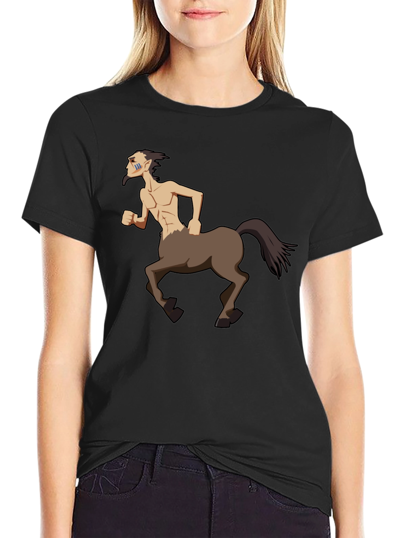 Black Centaur Graphic Tee - Mythical Creature Shirt view 2