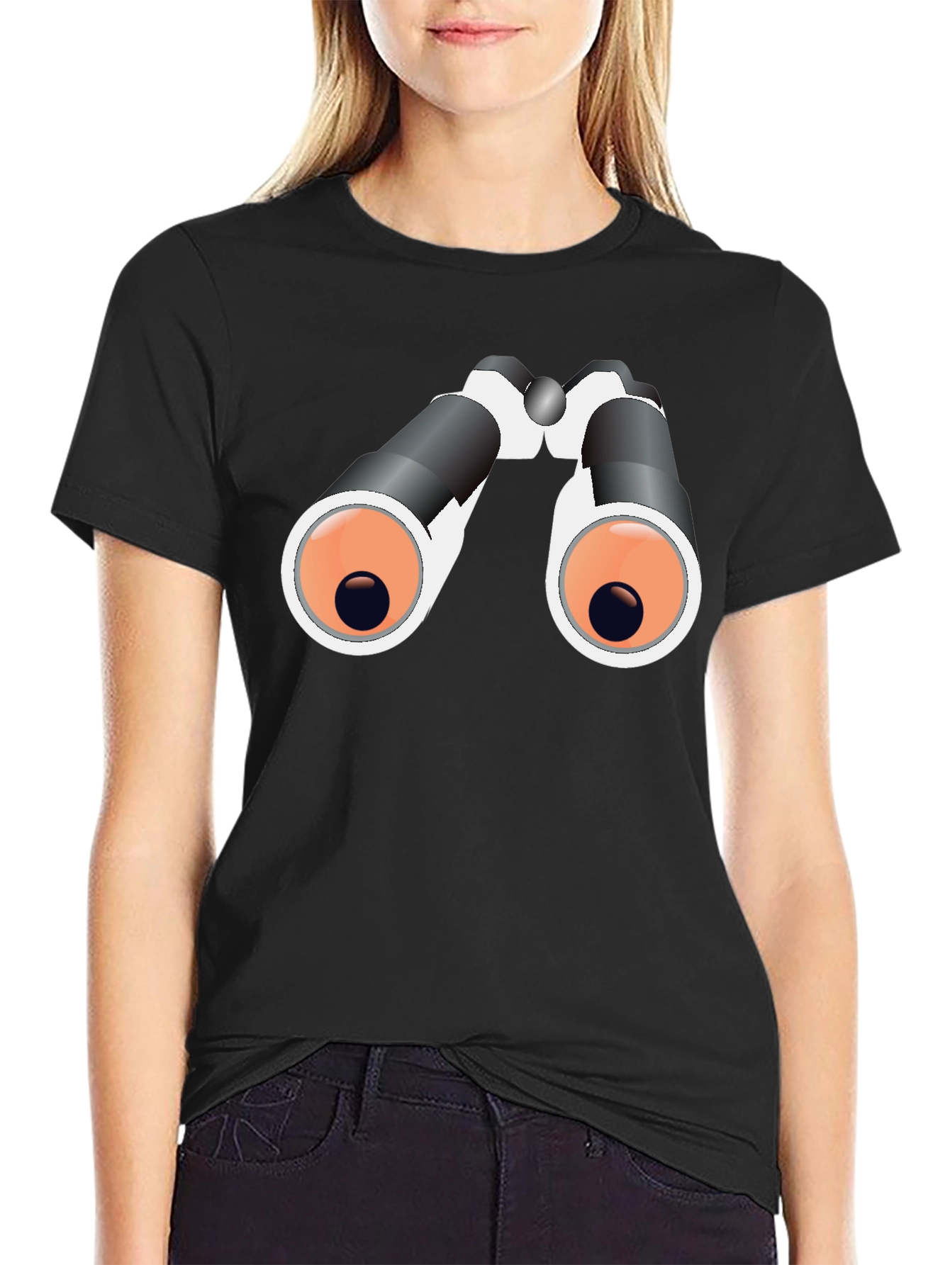 Black Binoculars Graphic Tee - Black Cotton T-Shirt view 2