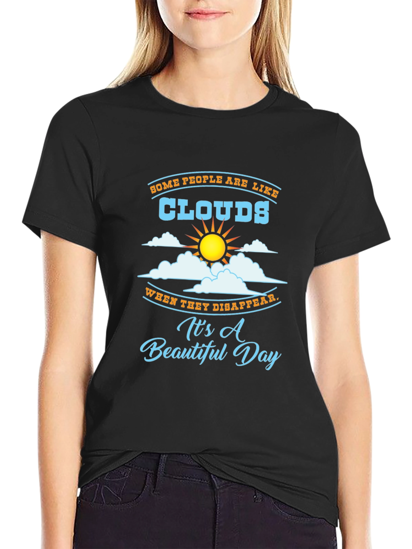 Black Funny Clouds Graphic T-Shirt - Beautiful Day Design view 2