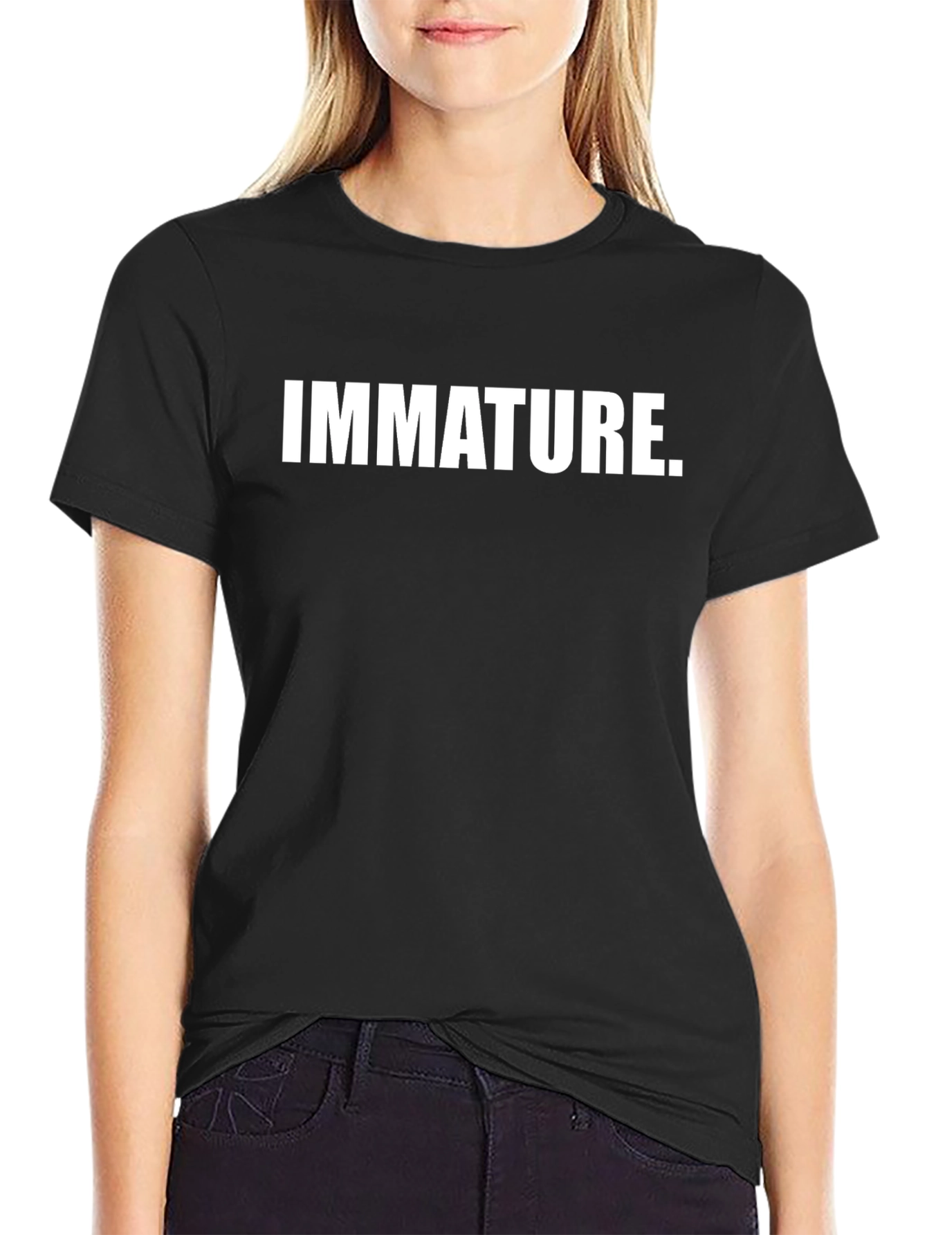 Black Immature Slogan Tee - Mens Crewneck Shirt view 2