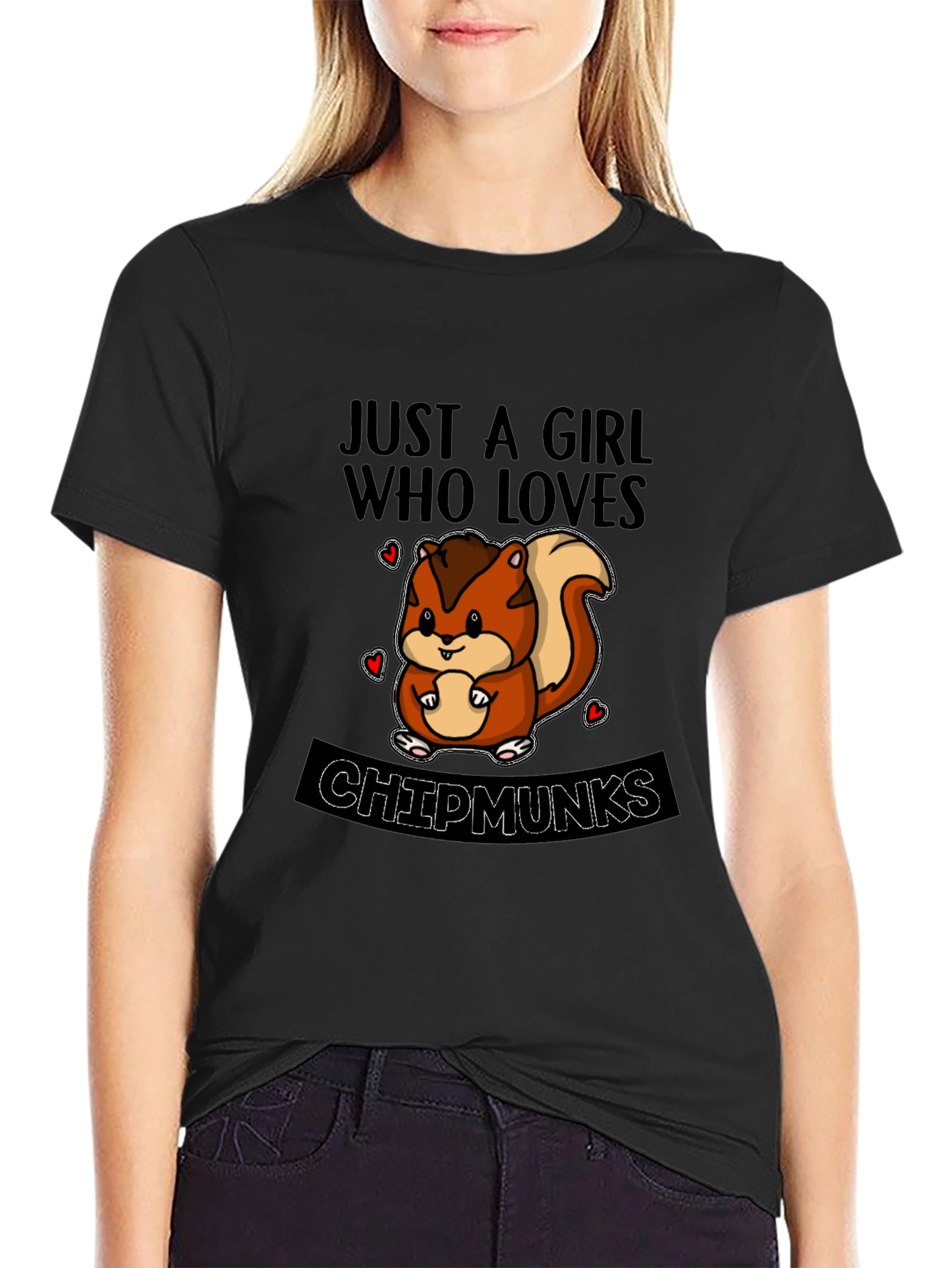 Black Cute Chipmunks Lover T-Shirt view 2