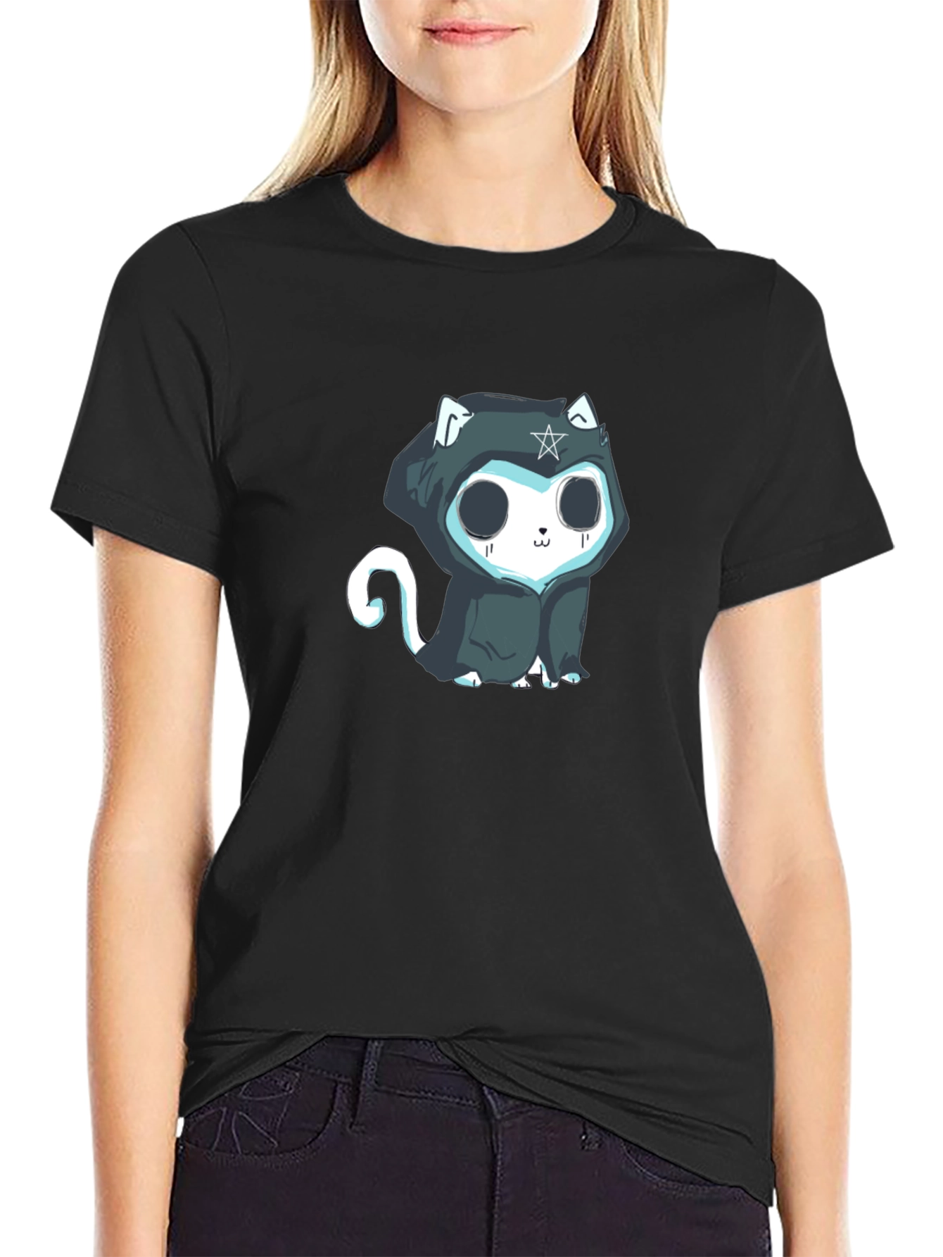Black Gothic Cat T-Shirt view 2
