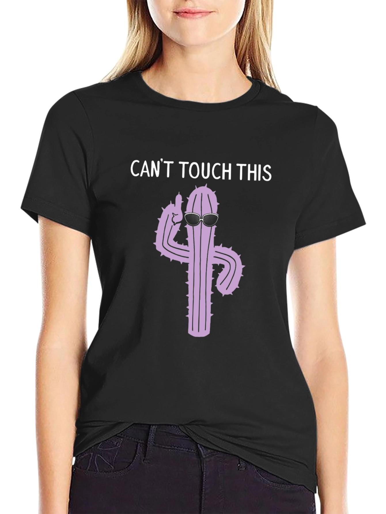 Black Can't Touch This Cactus Graphic T-Shirt view 2