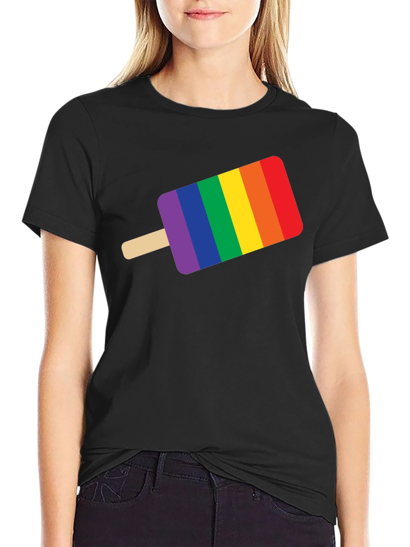Black Pride Popsicle Graphic Tee - Black Cotton T-Shirt view 2