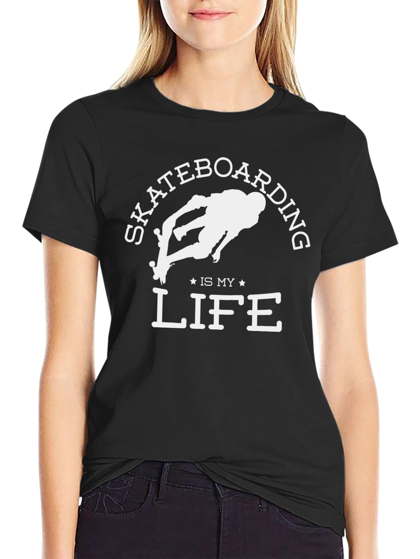 Black Skateboarding is my Life T-Shirt view 2