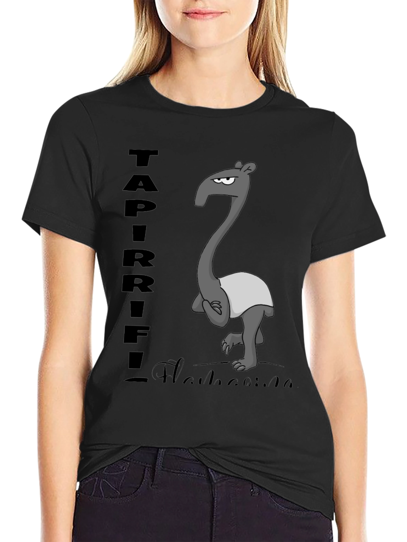 Black Tapir T-Shirt - Funny Cartoon Animal Tee view 2