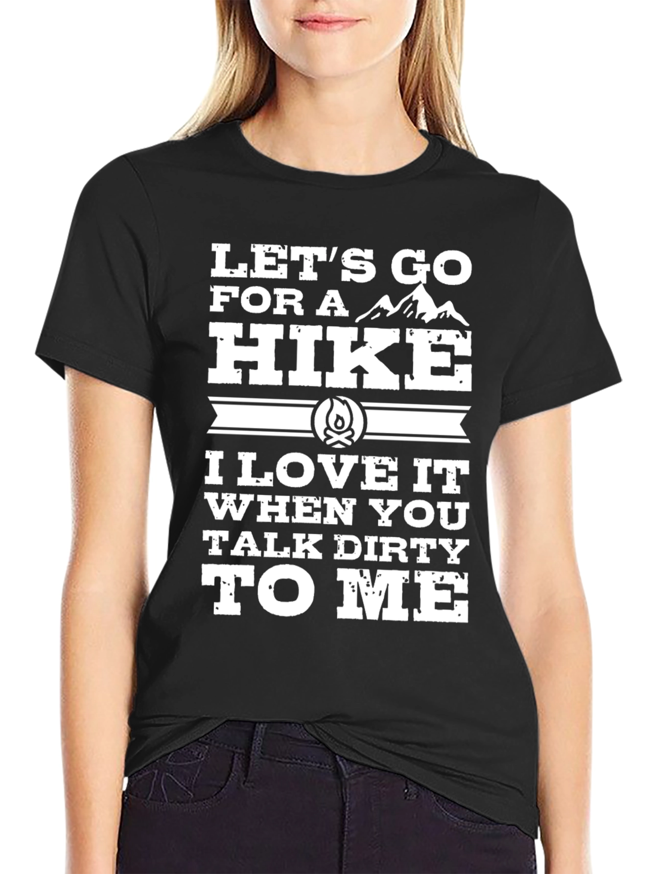 Black Let's Go For A Hike T-Shirt - Funny Hiking Tee view 2