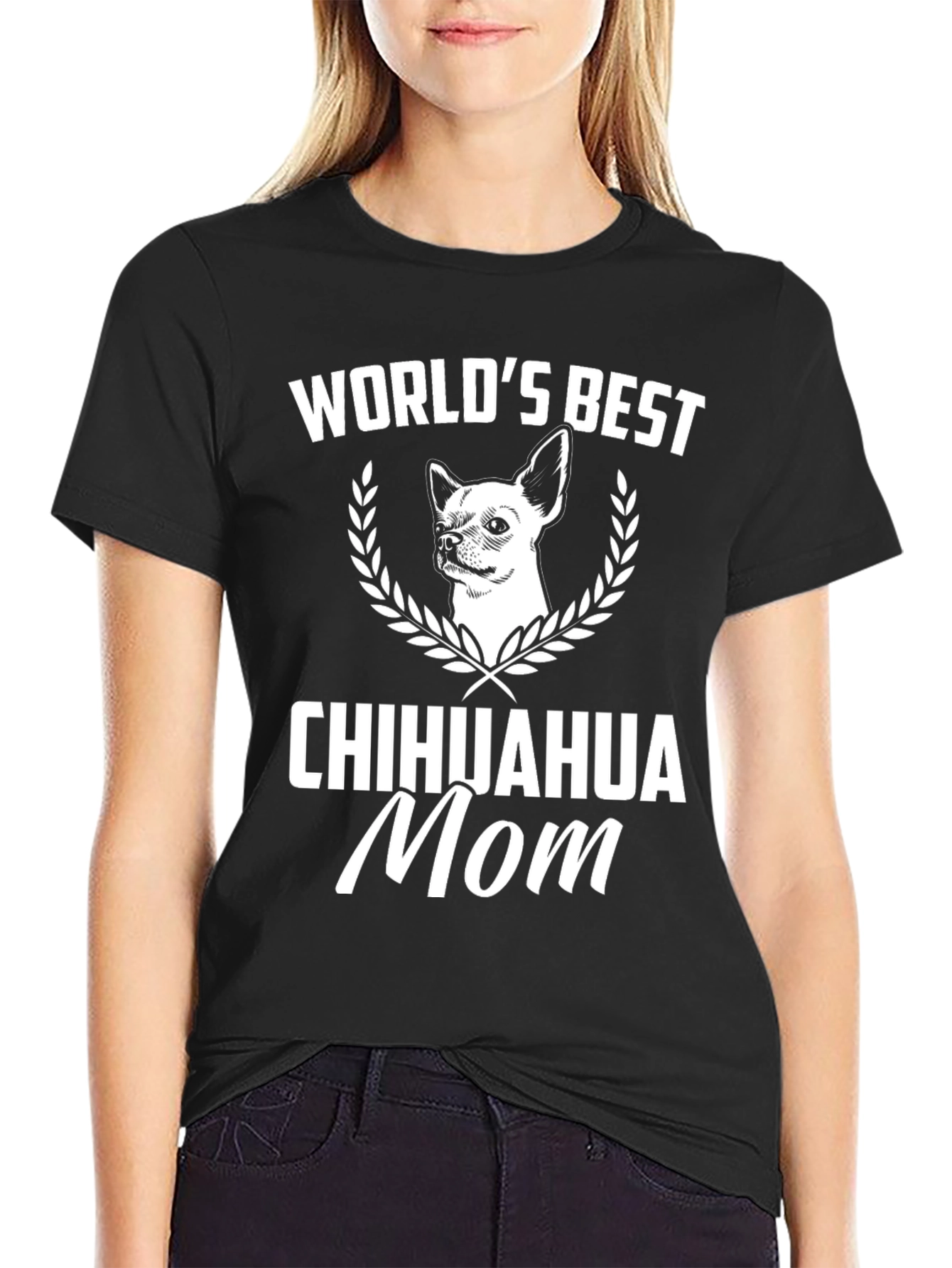 Black World's Best Chihuahua Mom T-Shirt view 2
