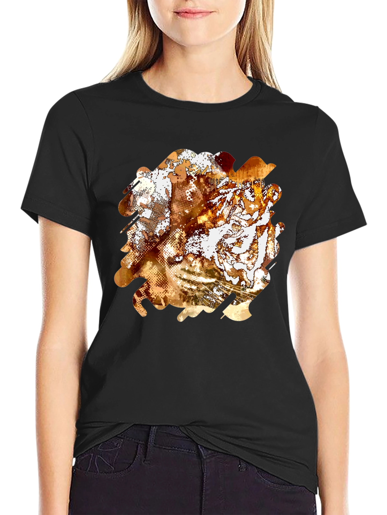Black Abstract Graphic Print Black T-Shirt view 2