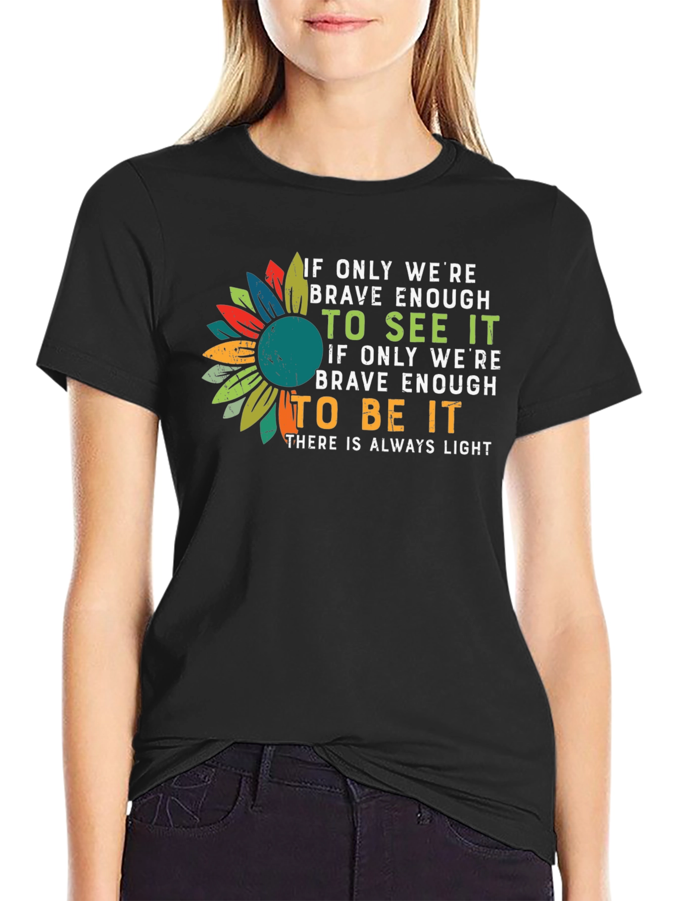 Black Sunflower Inspirational T-Shirt view 2