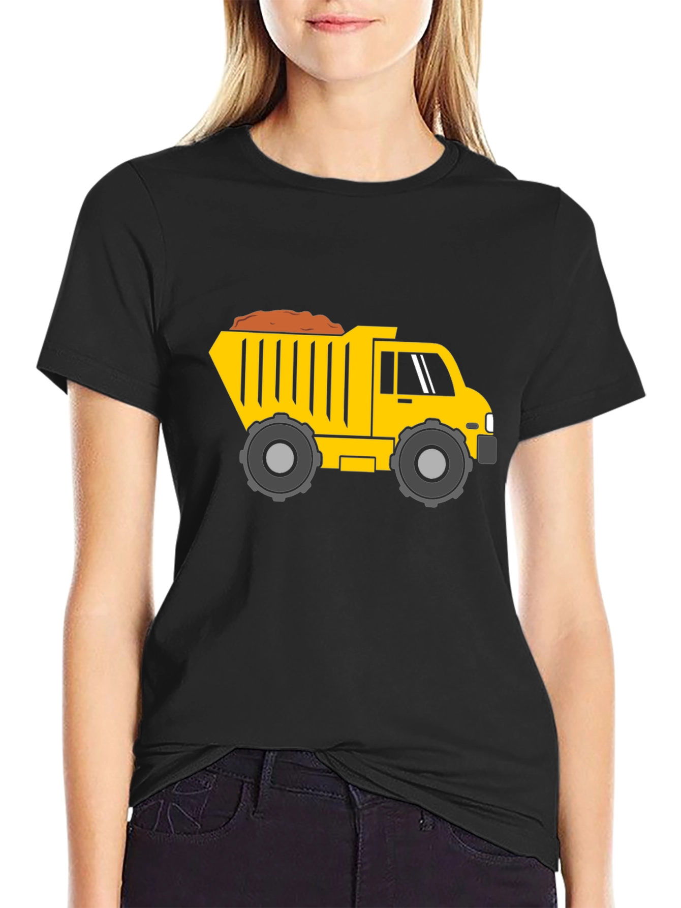 Black Dump Truck Graphic Tee - Black Cotton Blend view 2