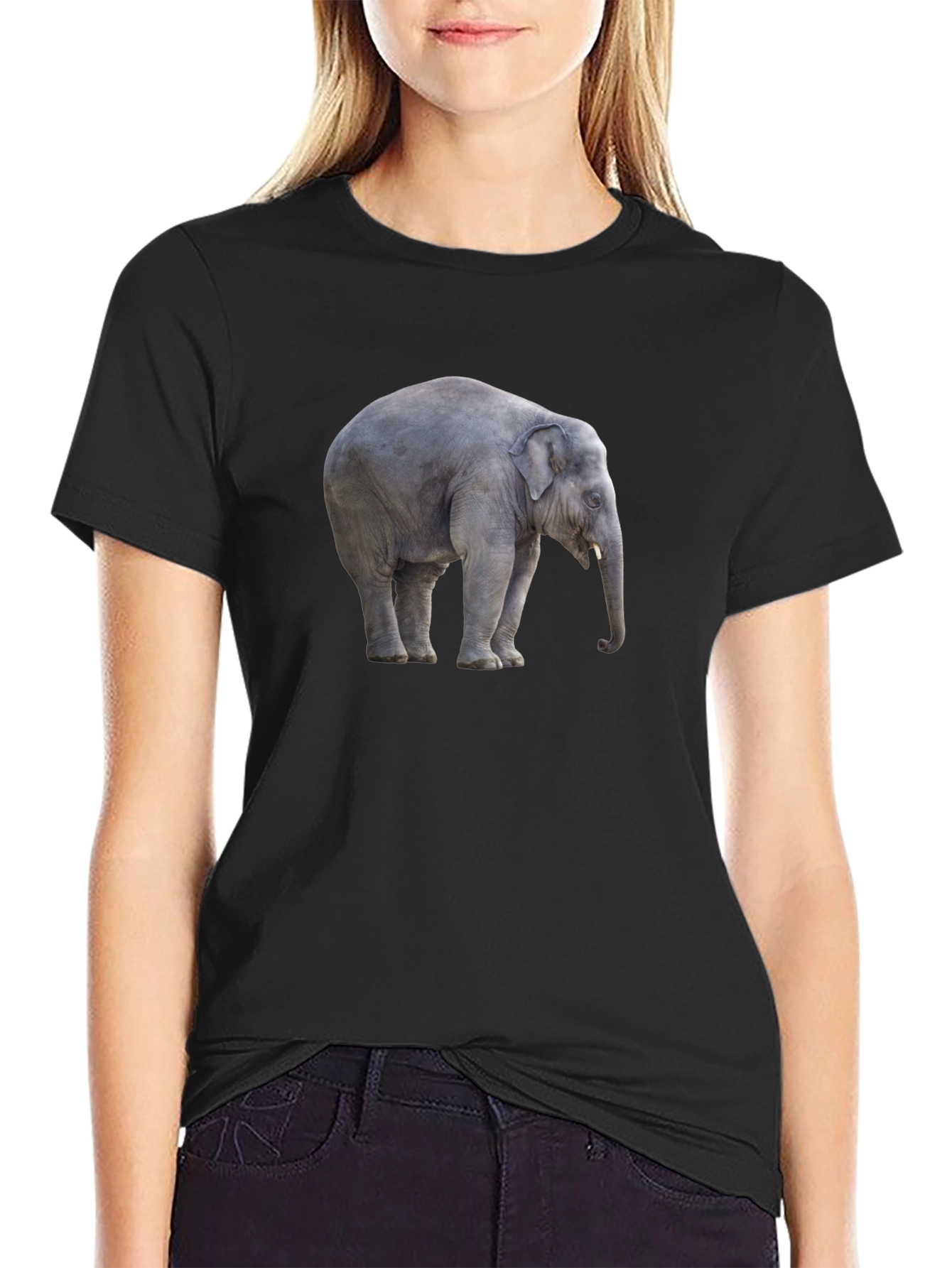 Black Elephant Graphic Tee - Stylish Black Cotton T-Shirt view 2