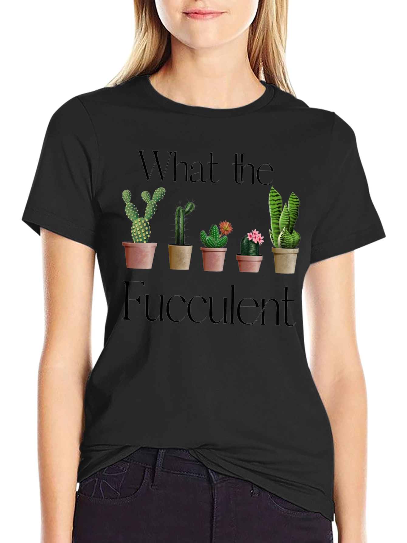Black What the Fucculent Black Graphic Tee view 2