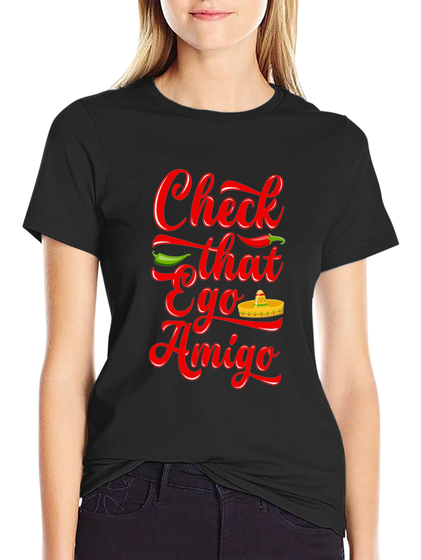Black Check That Ego Amigo Novelty T-Shirt view 2