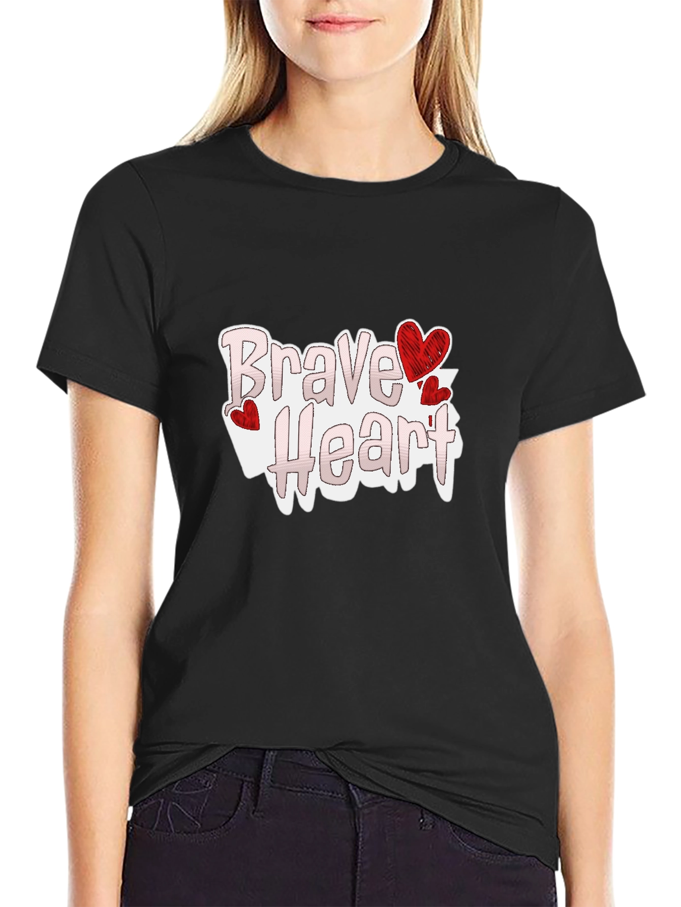 Black Brave Heart Graphic Tee - Love Valentine's Day view 2
