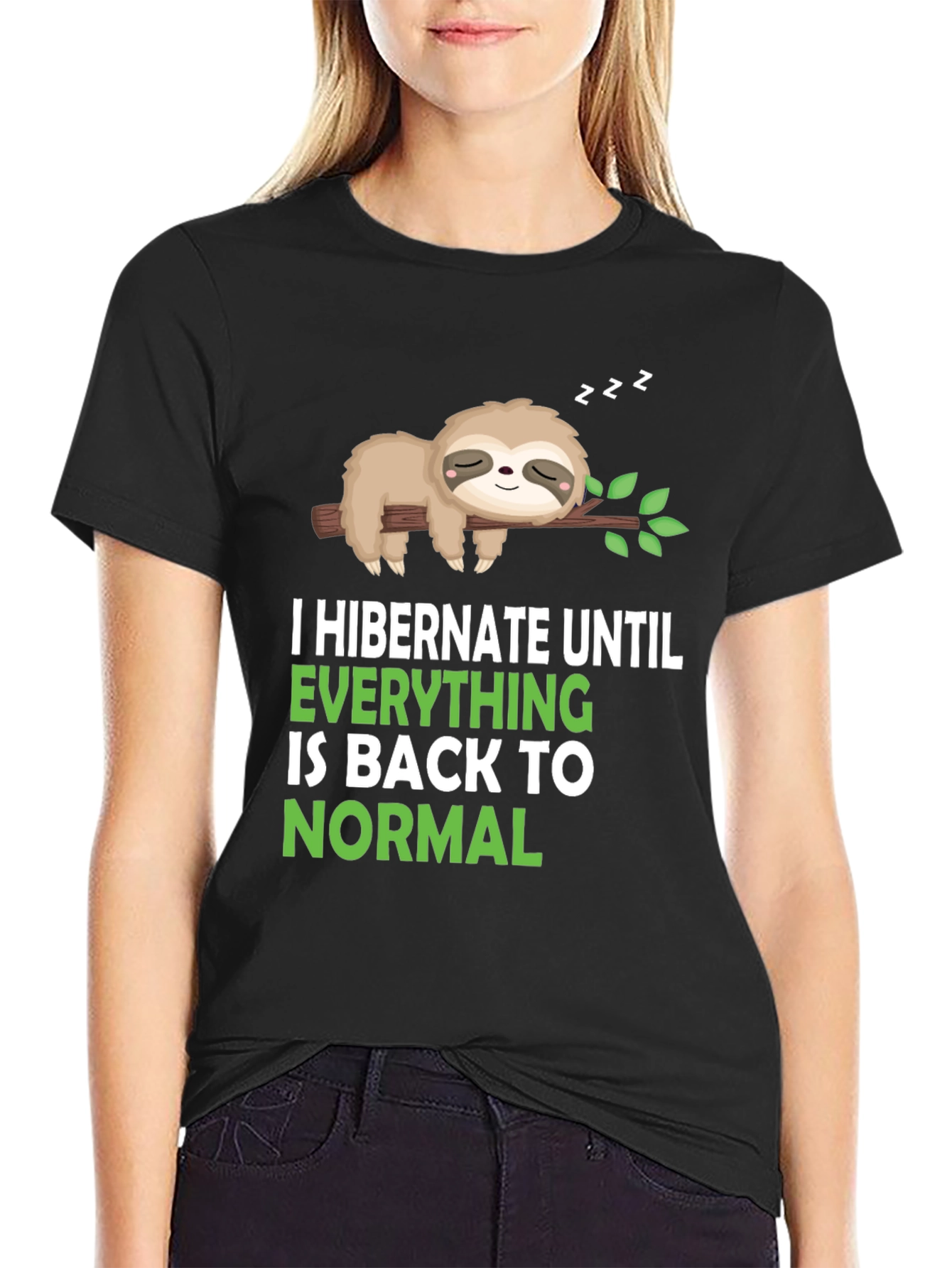 Black Hibernation Sloth Graphic Tee - Soft Cotton Blend view 2