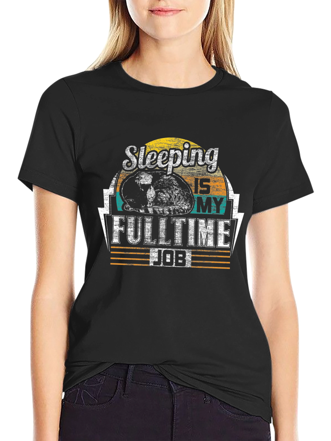 Black Sleeping Is My Full Time Job Graphic T-Shirt view 2
