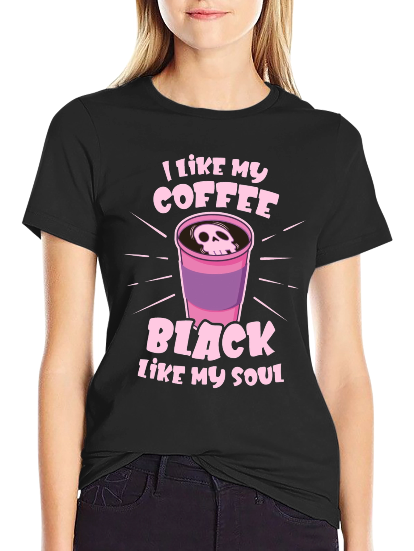 Black I Like My Coffee Black Like My Soul Graphic T-Shirt view 2