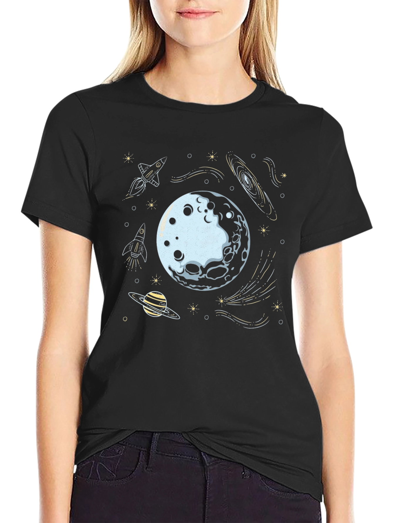 Black Space Explorer Graphic Tee - Black Cotton Blend view 2