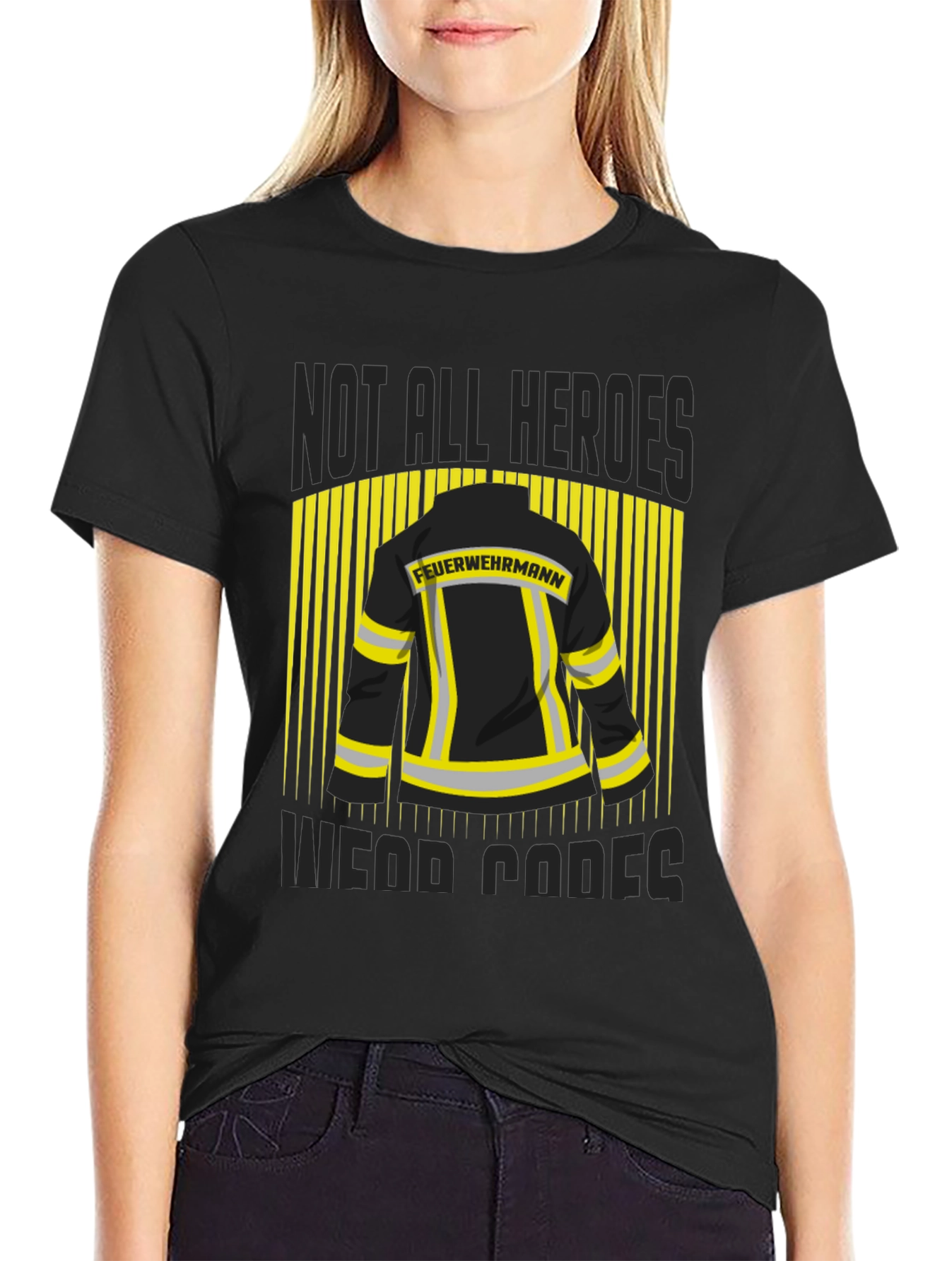 Black Firefighter Hero T-Shirt - Not All Heroes Wear Capes! view 2