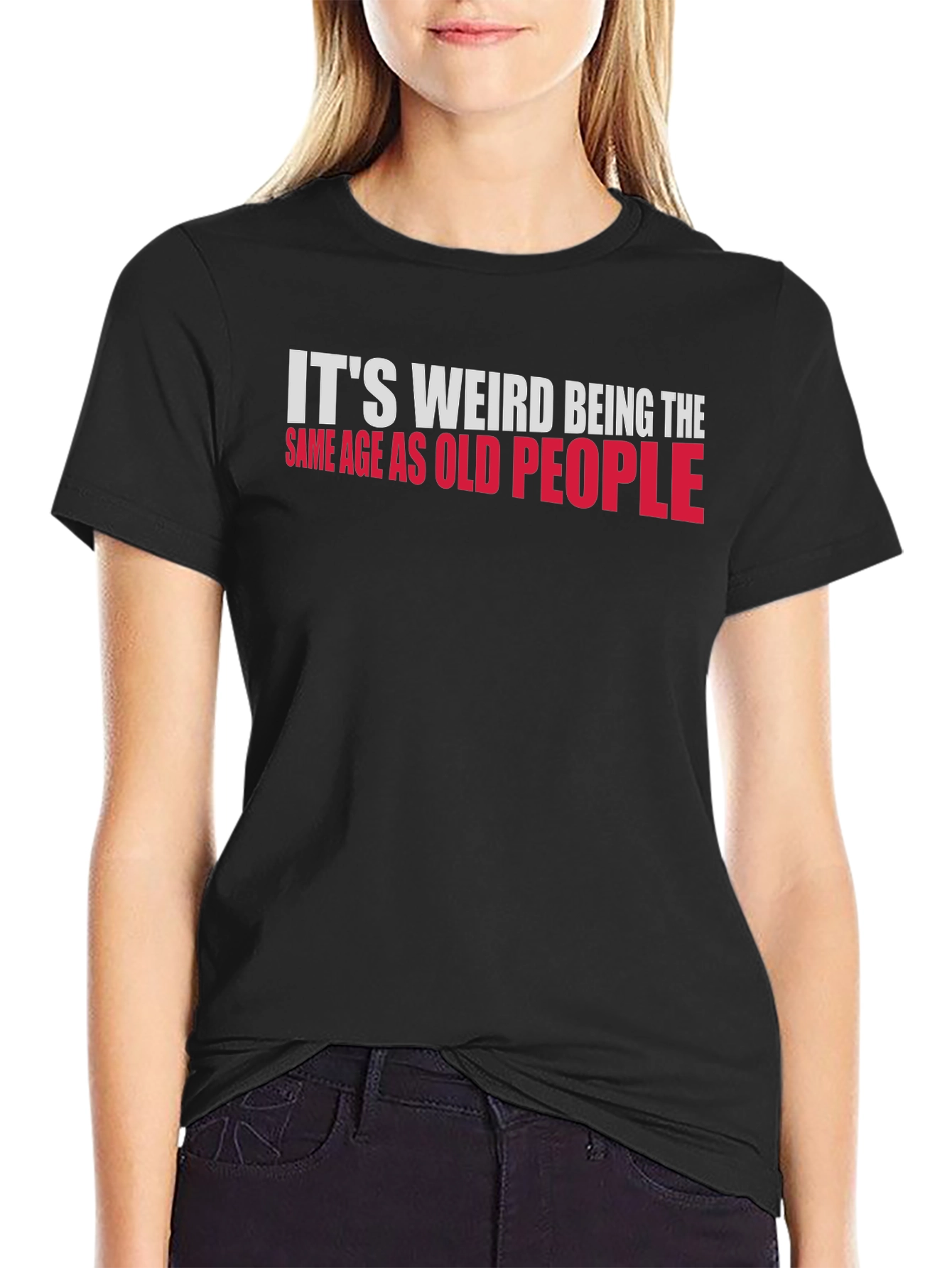 Black Funny "Same Age as Old People" Graphic Tee view 2