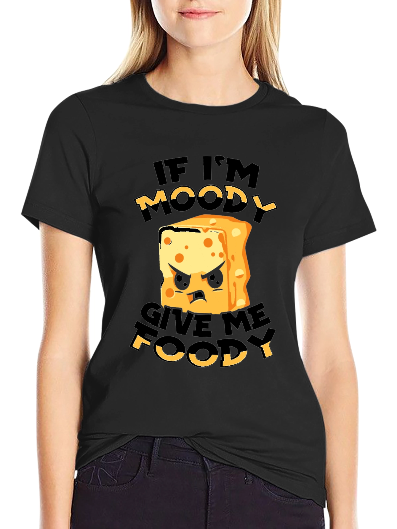 Black Moody Foodie Black T-Shirt - Funny Graphic Tee view 2