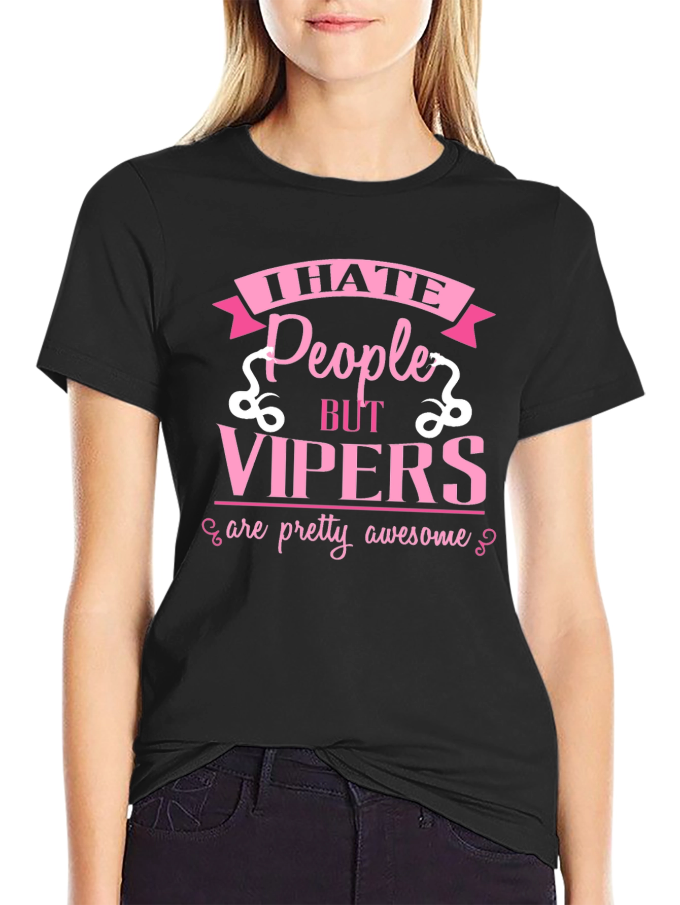Black I Hate People But Vipers T-Shirt view 2
