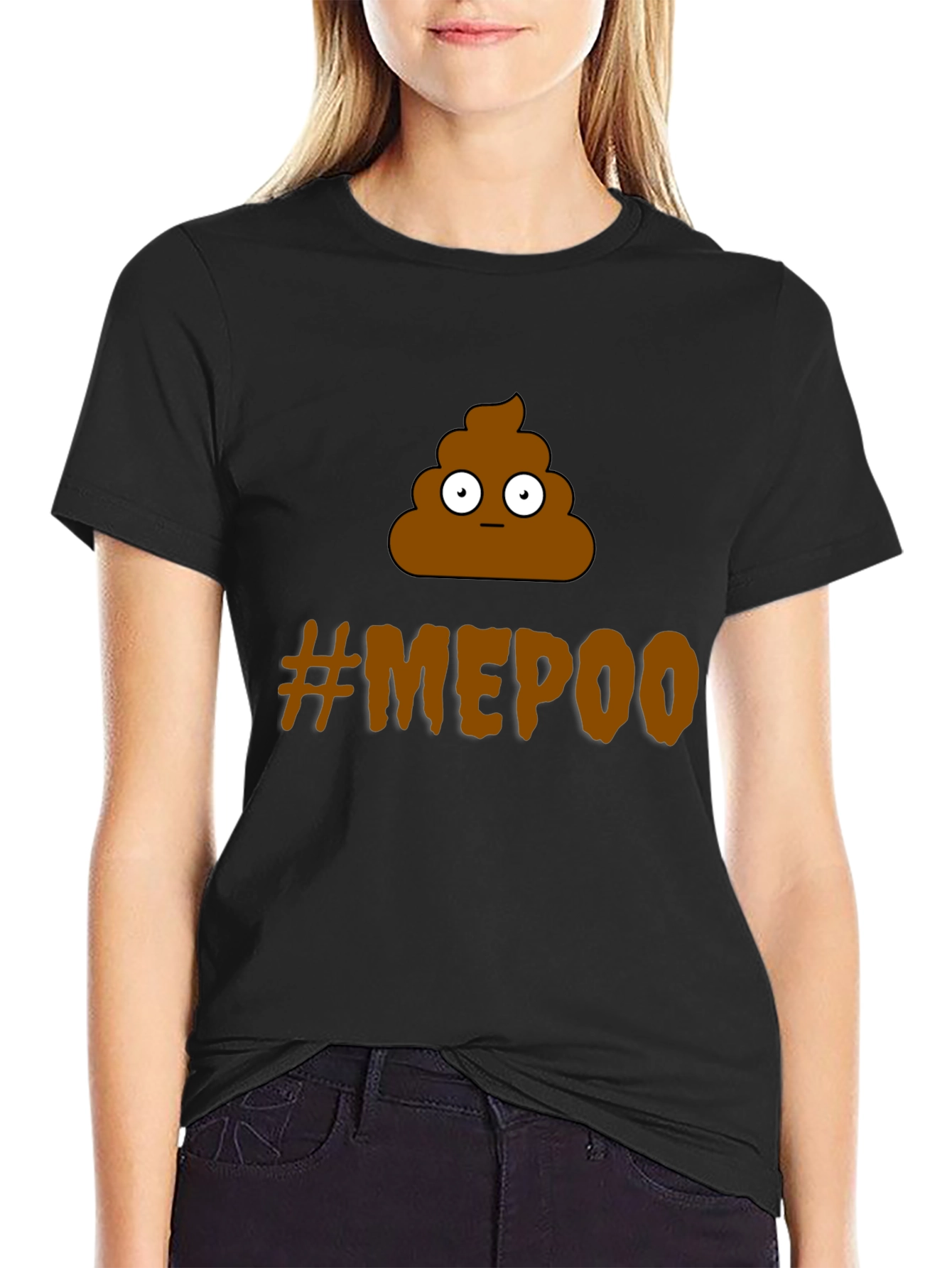 Black Funny #MEPOO T-Shirt - Poop Emoji Graphic Tee view 2