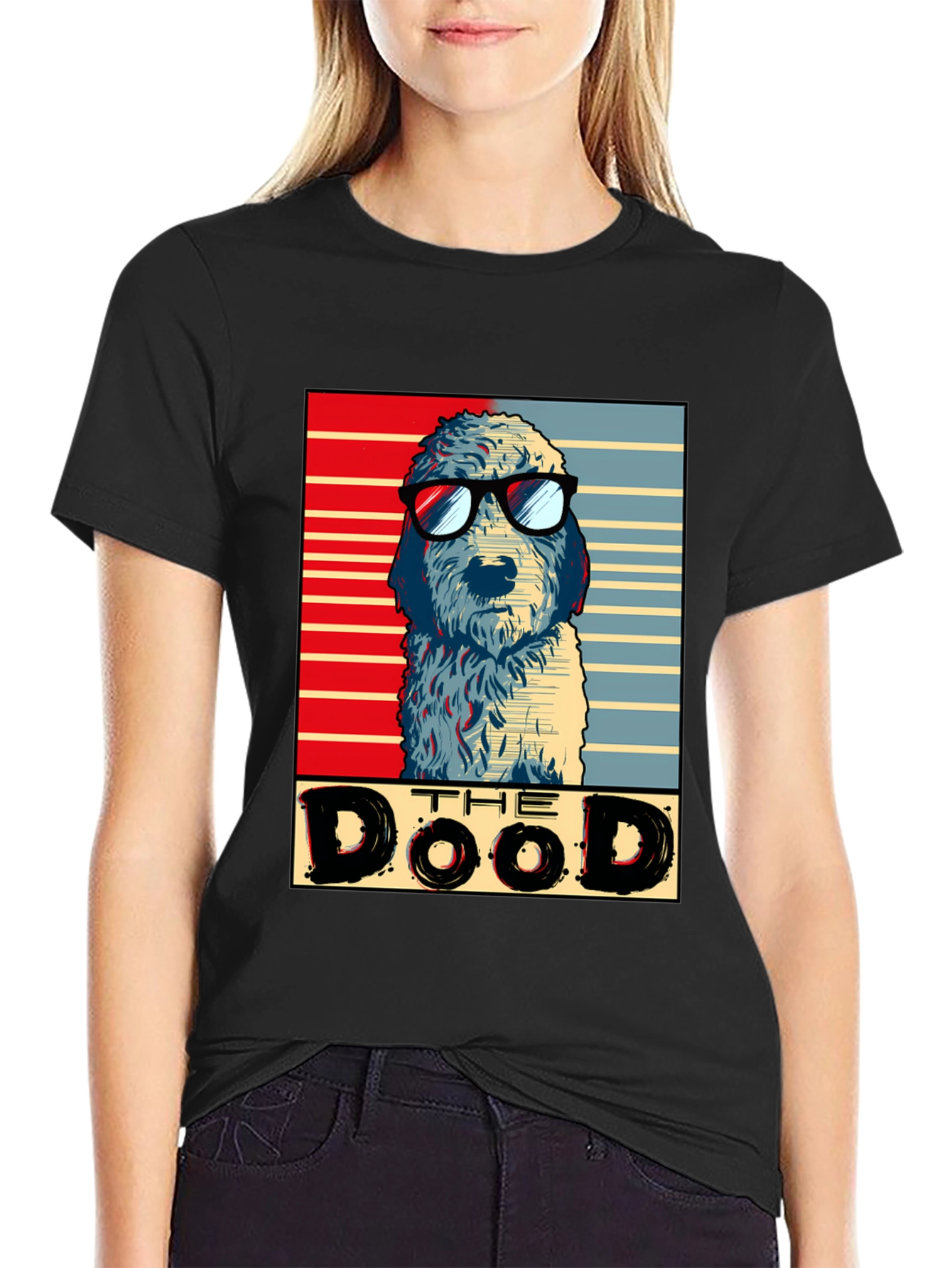 Black The Dood T-Shirt - Cool Dog Design view 2