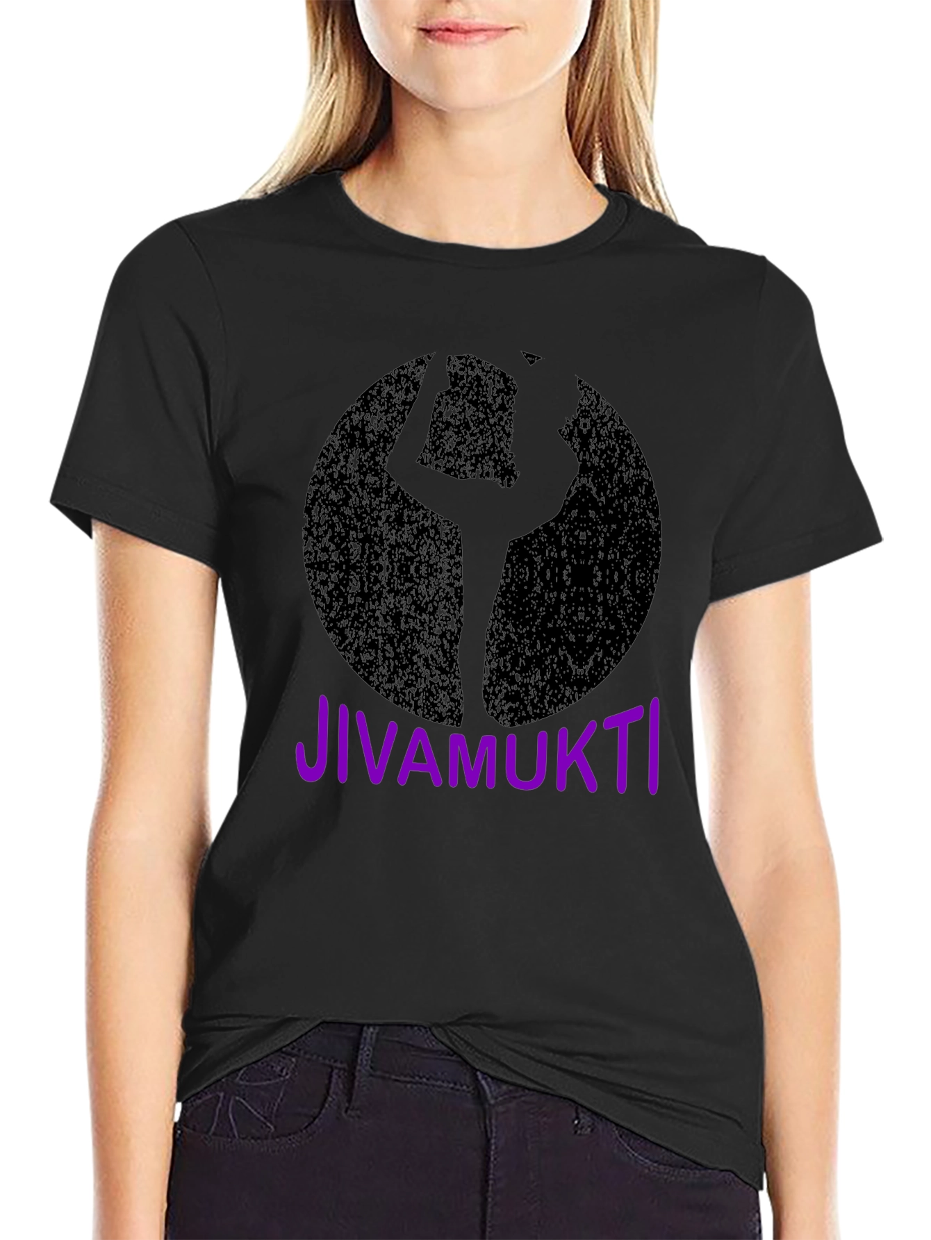 Black Jivamukti Yoga Pose Black T-Shirt view 2