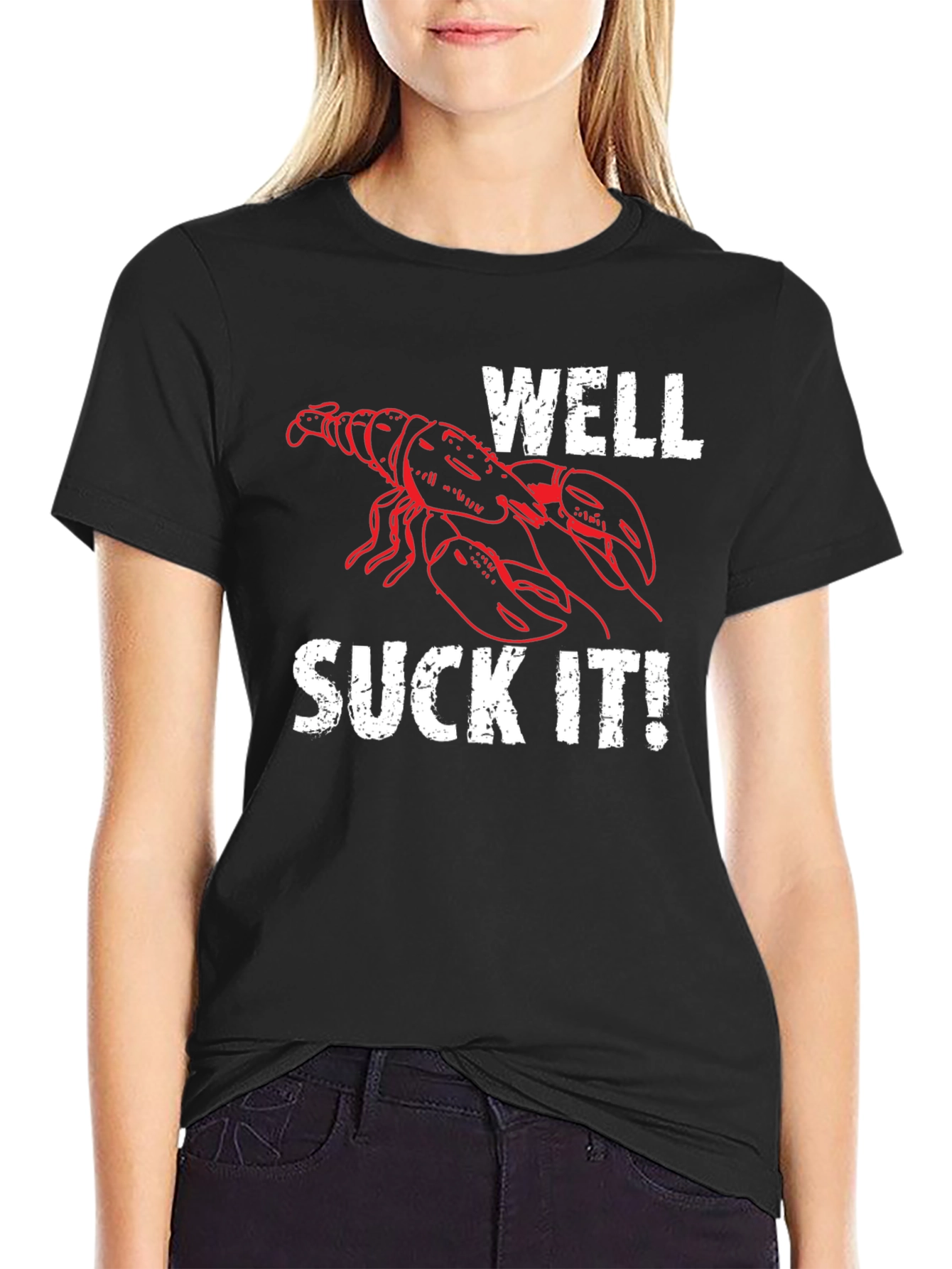 Black Well Suck It! Lobster Graphic Tee view 2
