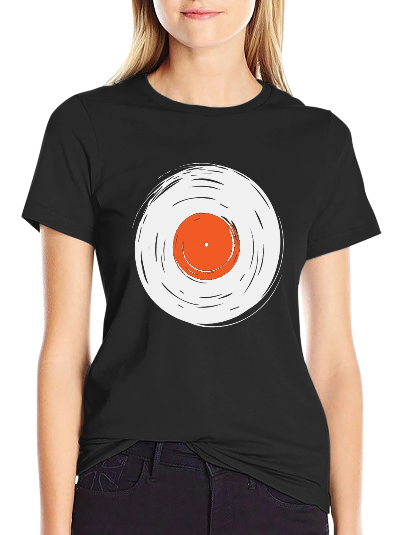 Black Vinyl Record Graphic Tee - Cool Music Lover Shirt view 2
