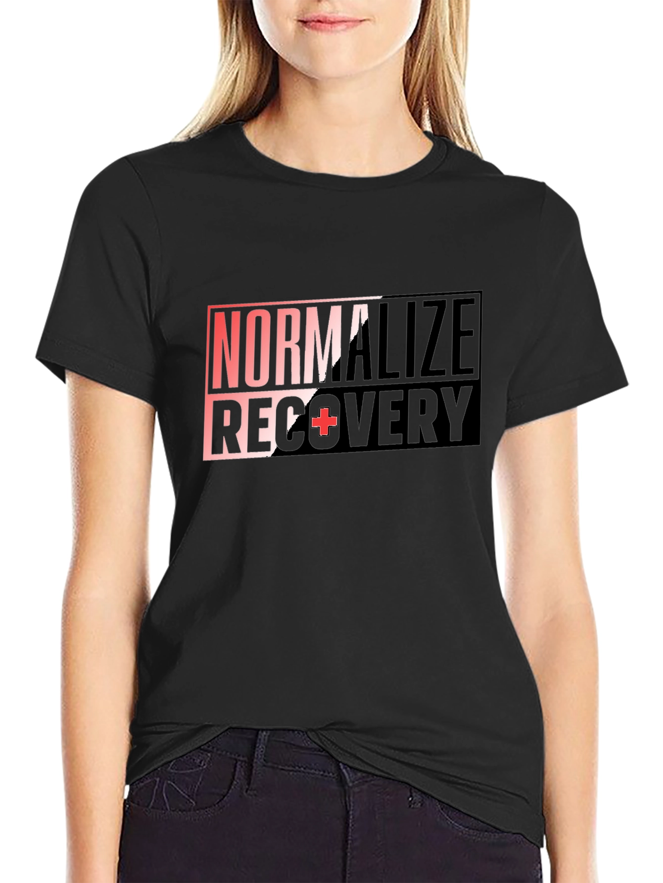 Black Normalize Recovery T-Shirt - Graphic Print Black Tee view 2