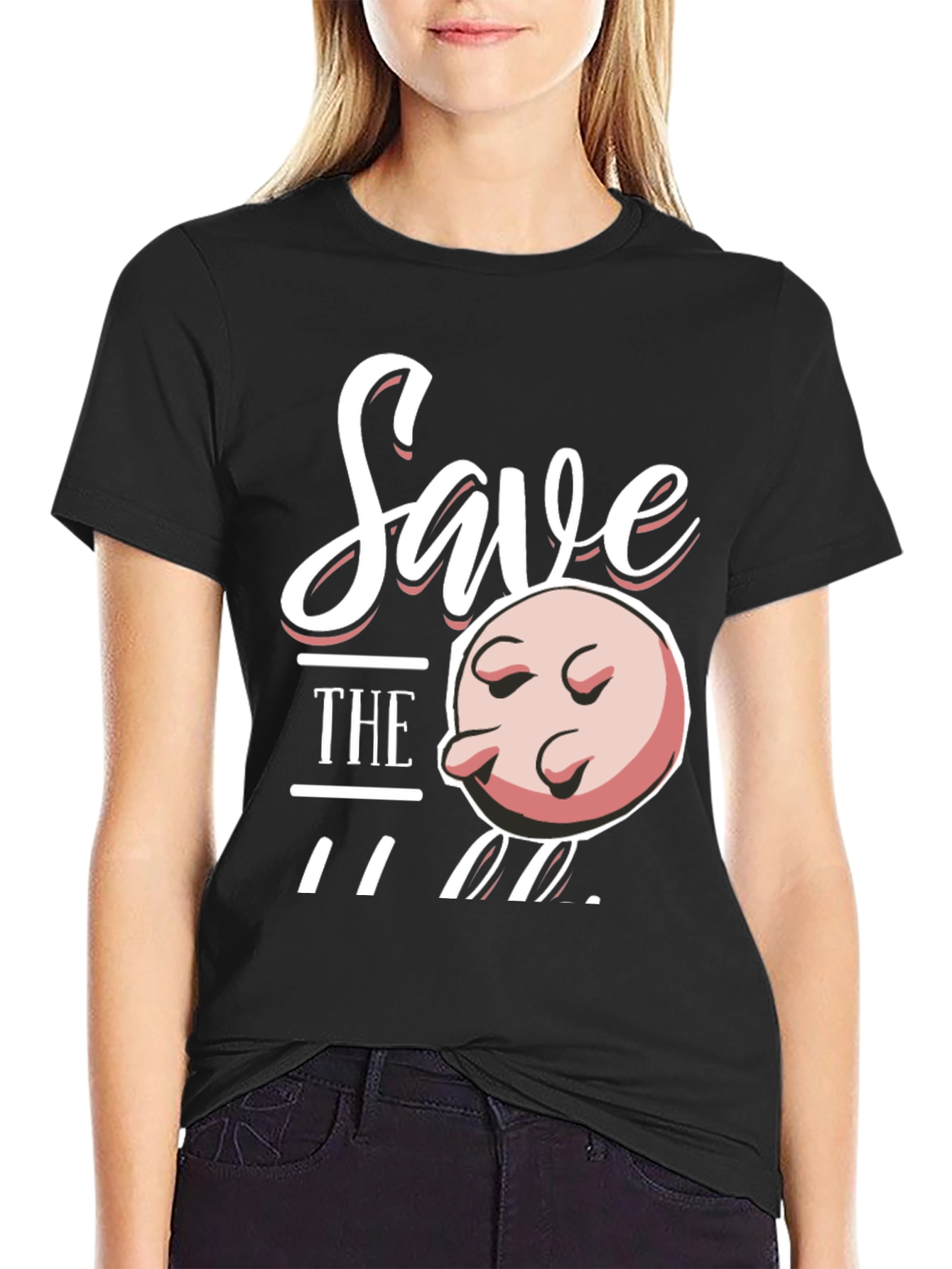 Black Save the Udders Funny T-Shirt view 2
