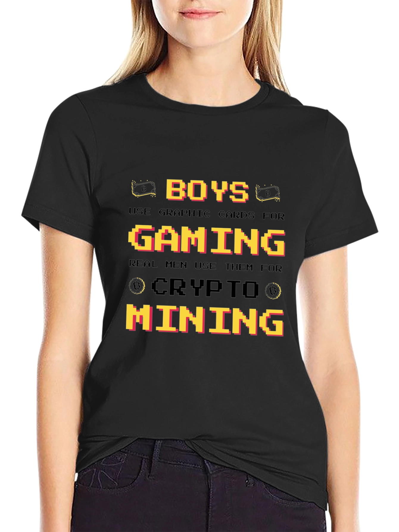 Black Crypto Mining Graphic T-Shirt - Gamer Gift view 2