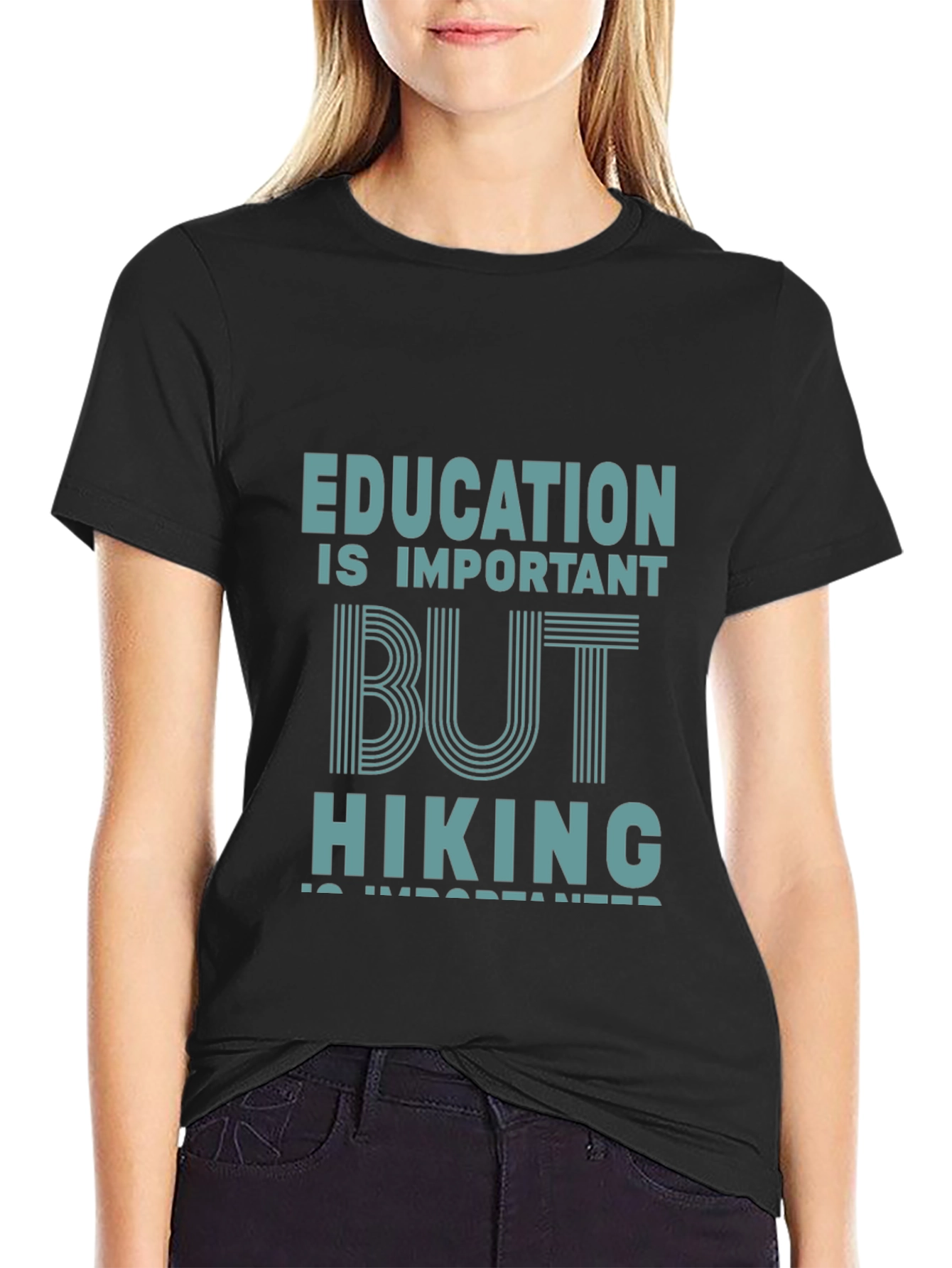 Black Education vs Hiking Tee - Mens Graphic Novelty T-Shirt view 2