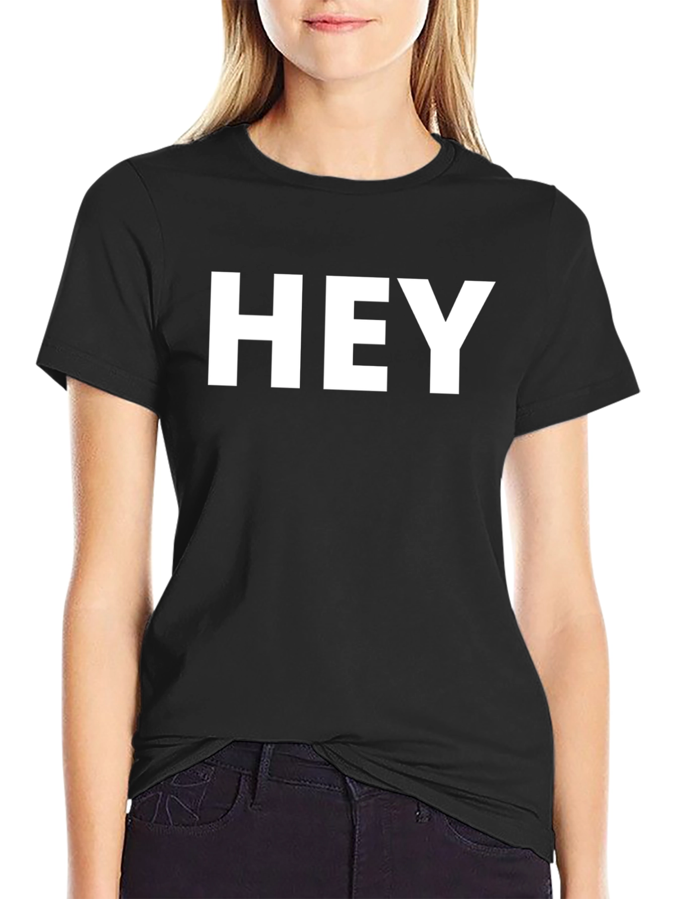 Black HEY Graphic Tee - Black Short Sleeve Casual Shirt view 2